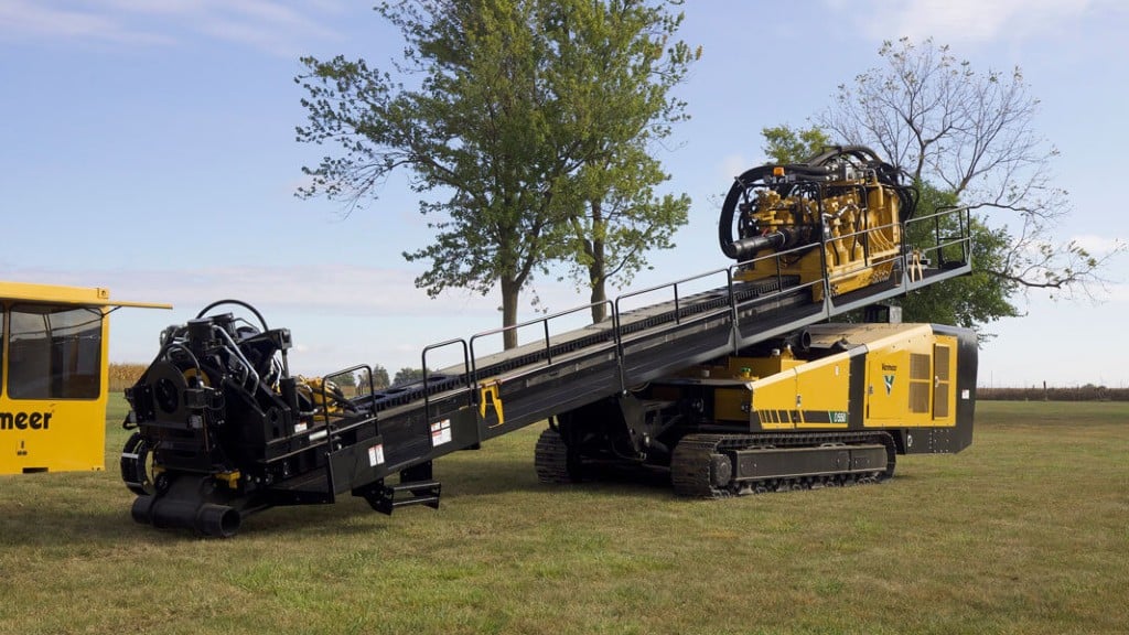 A horizontal directional drill parked on a job site