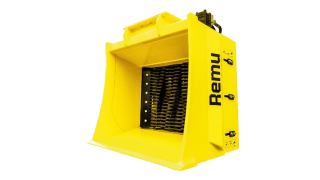 A yellow screening bucket on a white background