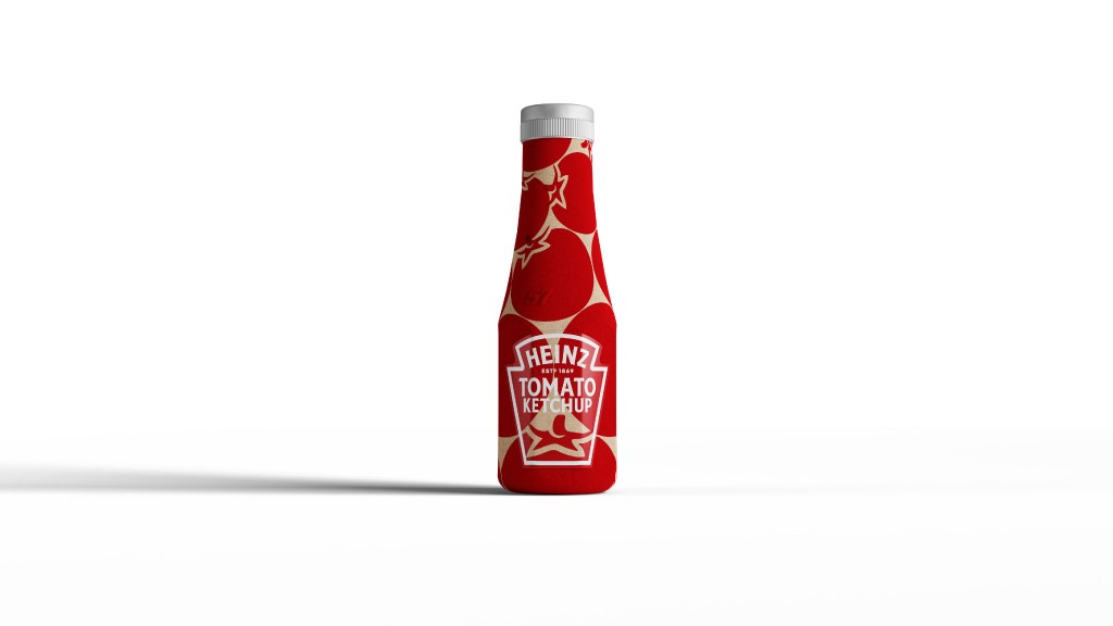 A ketchup bottle made of paper