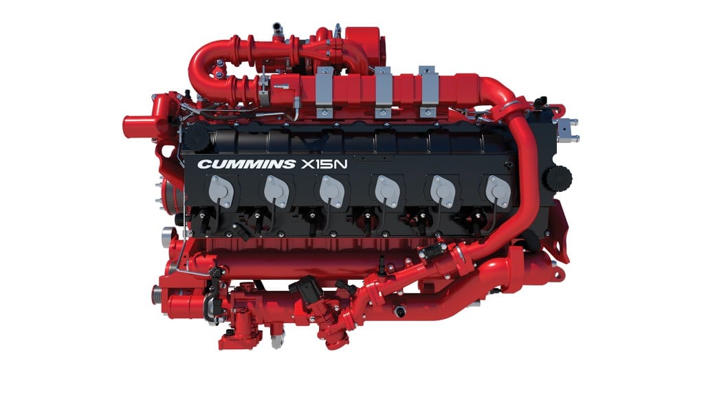 A top-down view of a truck engine