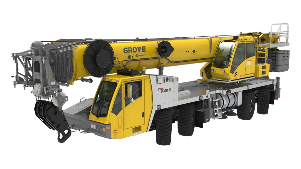 A truck crane on a white background