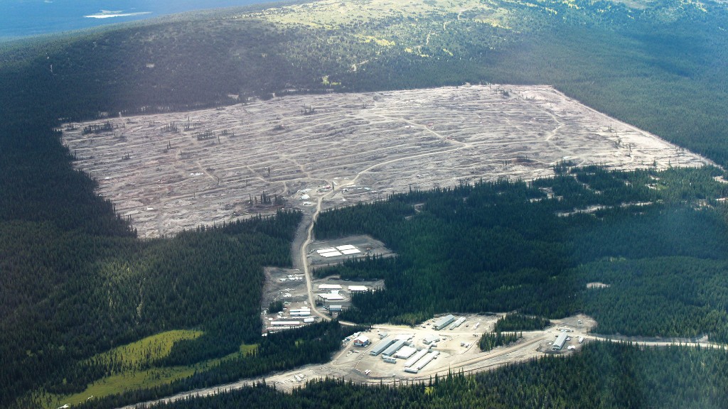 An aerial photo of a logged space of land