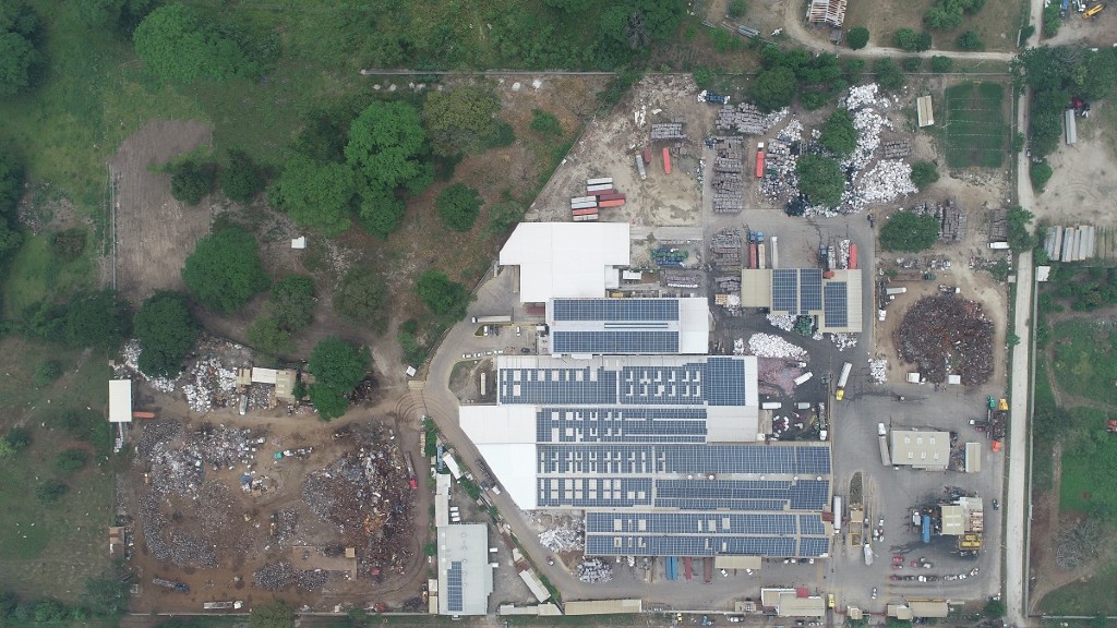 An aerial photo of a recycling plant