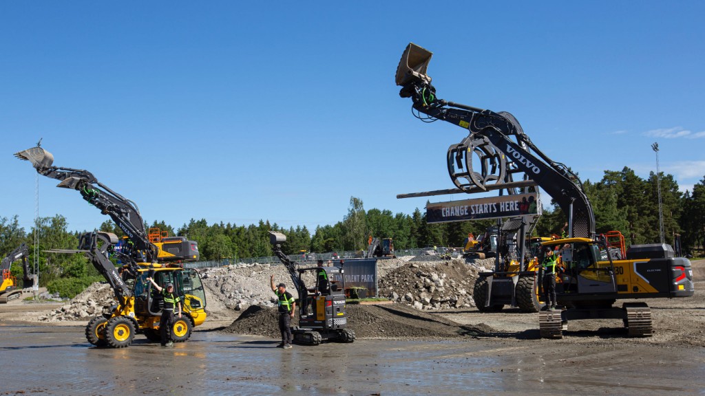 Volvo equipment on display in a gravel pit