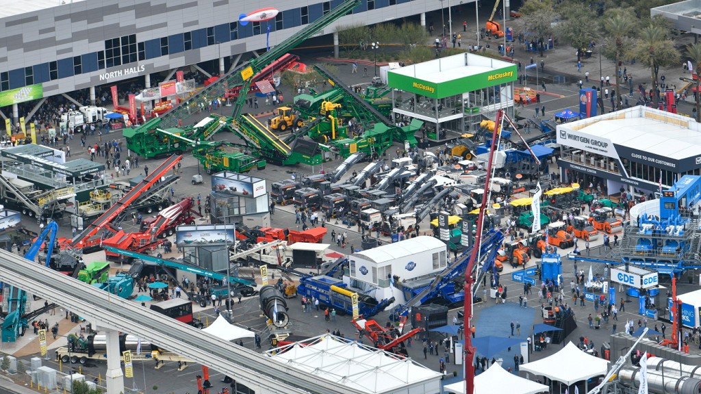 An outdoor CONEXPO exhibit