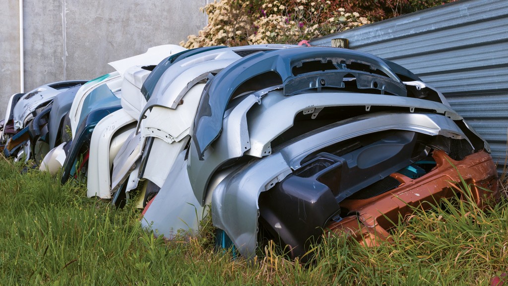 A pile of car bumpers