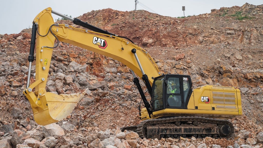 A Caterpillar 350 excavator