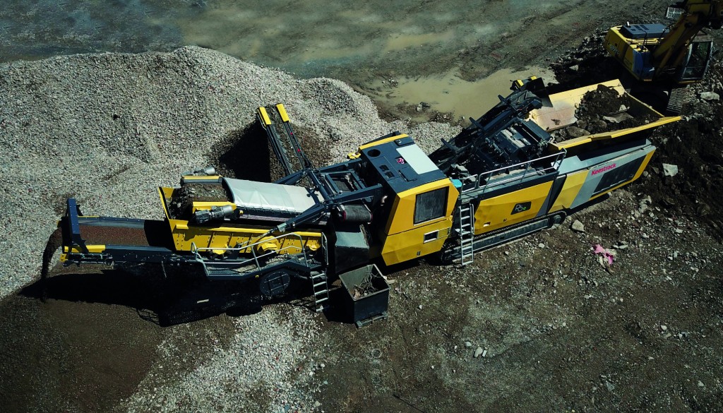 An electric crusher crushes rocks and other materials