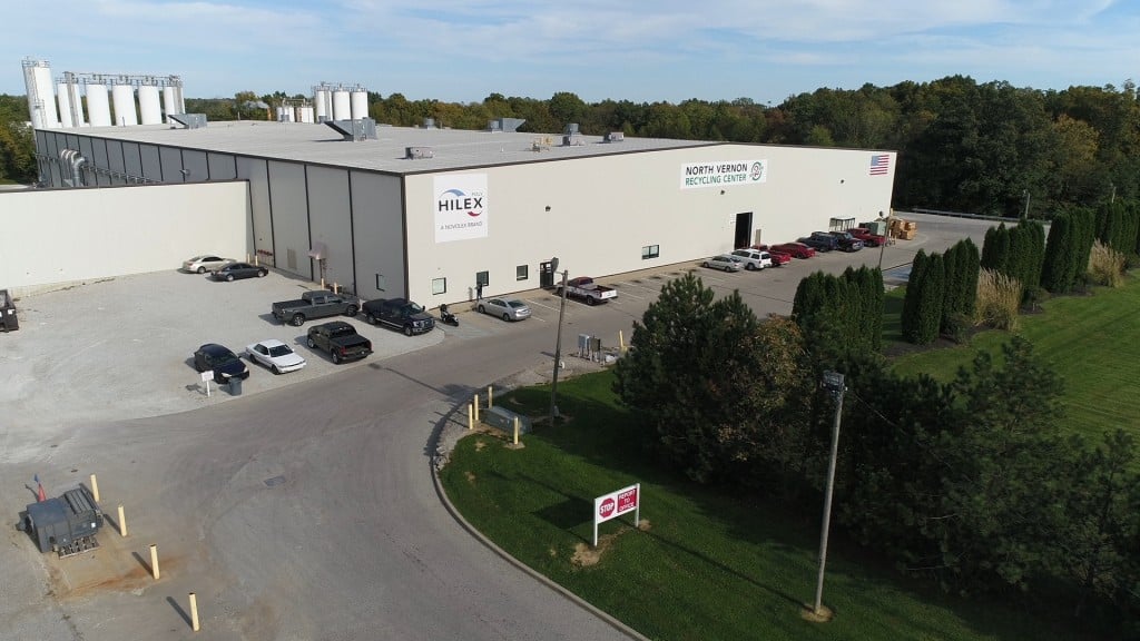 An aerial photo of a recycling facility