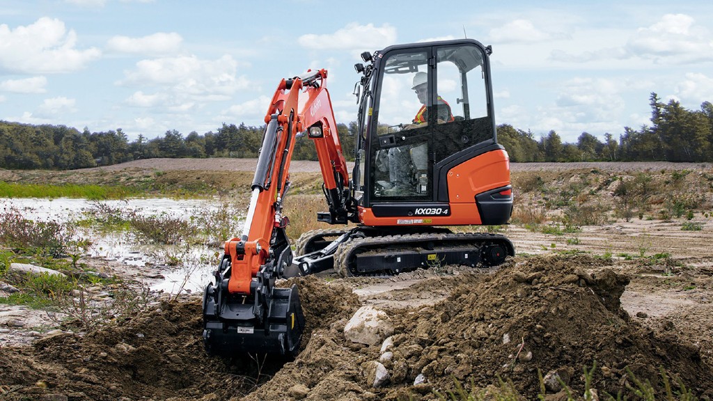 A Kubota KX030-4 mini excavator found at Douglas Lake Equipment