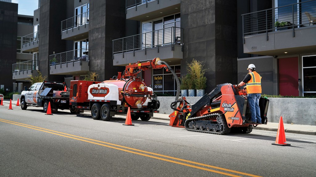 Equipment are installing fibre-optic cables