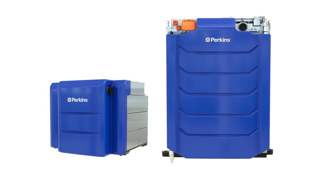 Two blue lithium-ion batteries on a white background