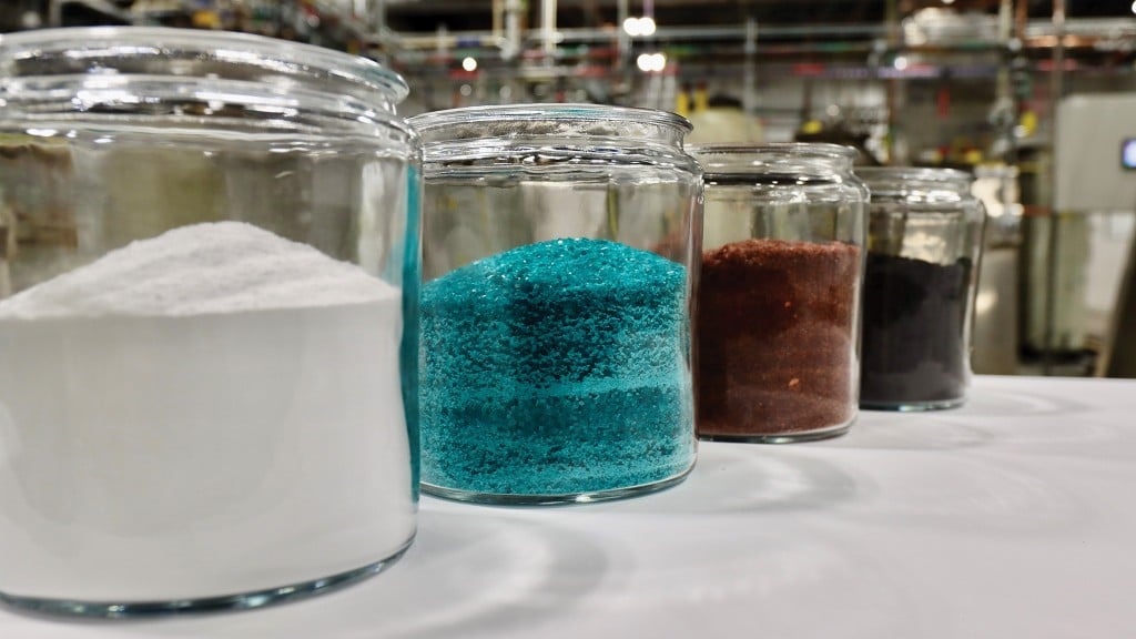 Battery materials are stored in glass jars