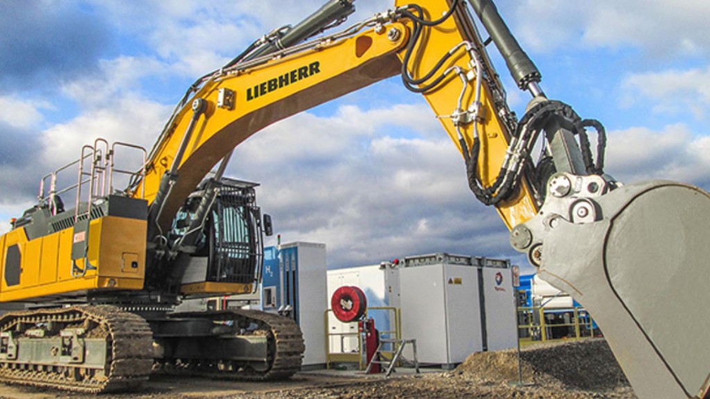 A crawler excavator is parked on a job site