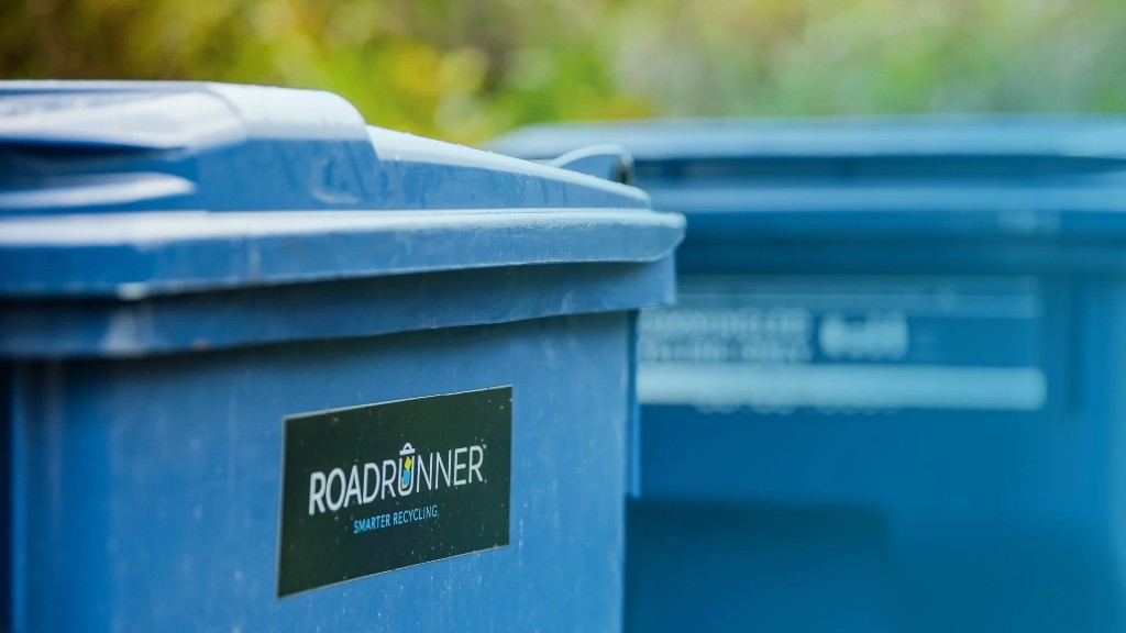 Recycling bins with RoadRunner's logo
