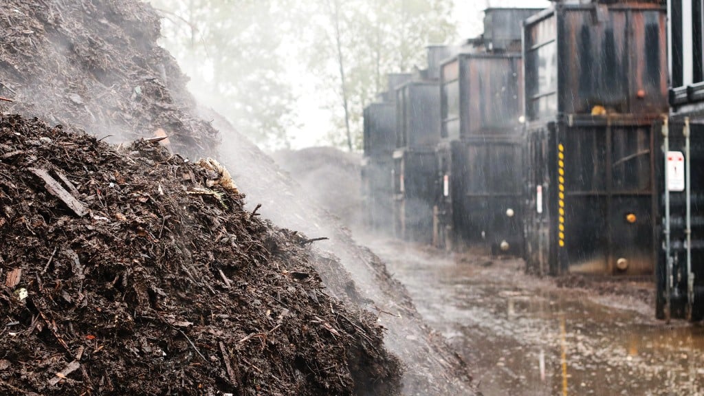 A pile of soil inside a composting facility