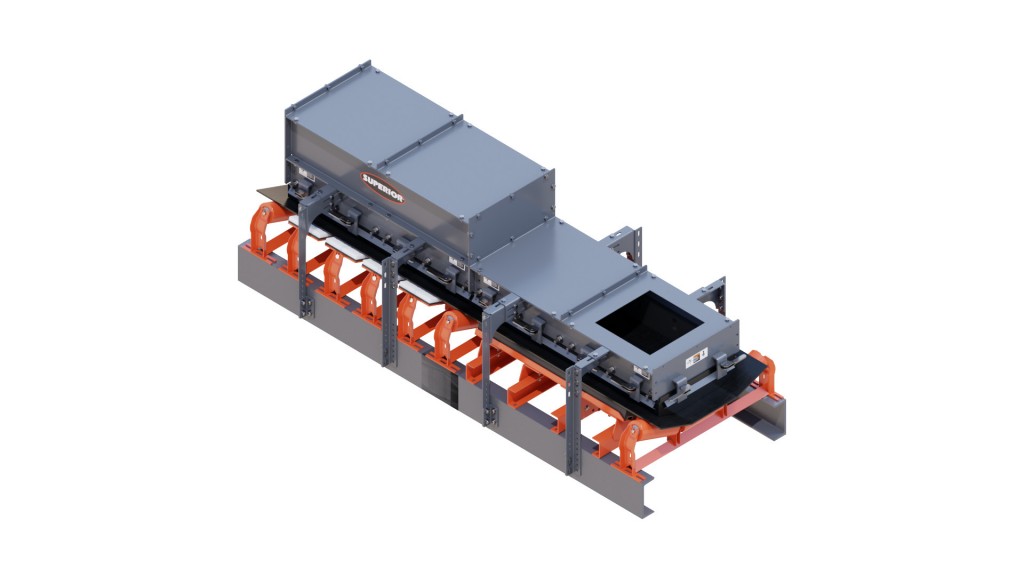 A graphic of modular skirting around a conveyor