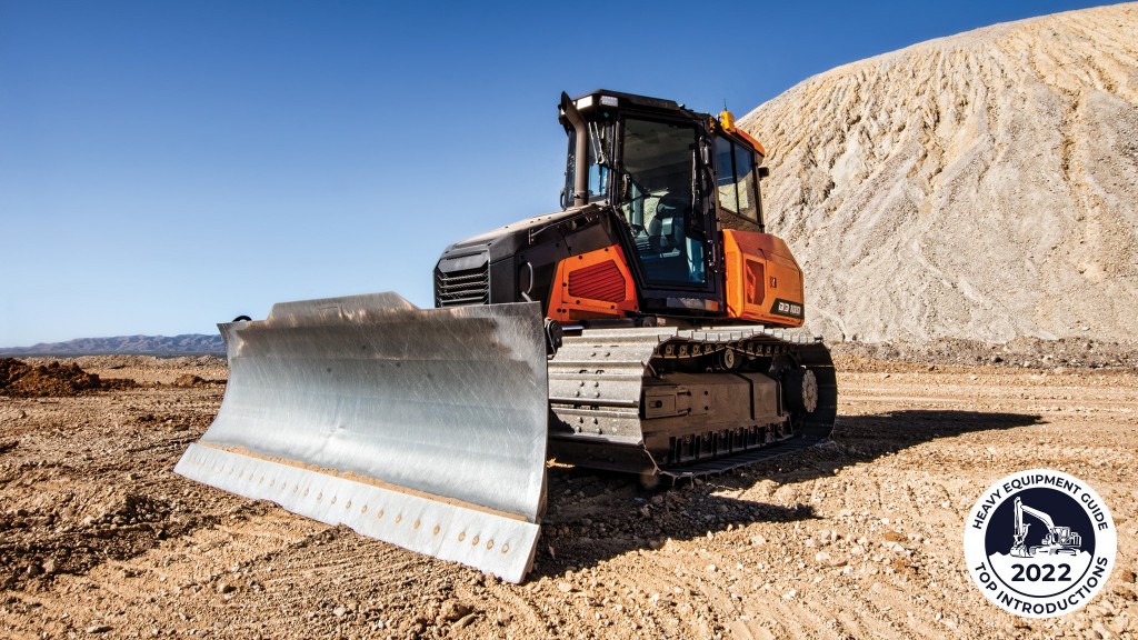 A crawler dozer is parked on a job site