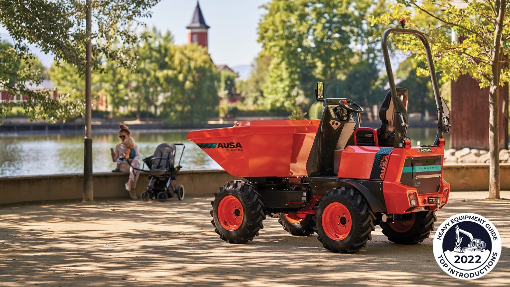 A site dumper is parked in a park