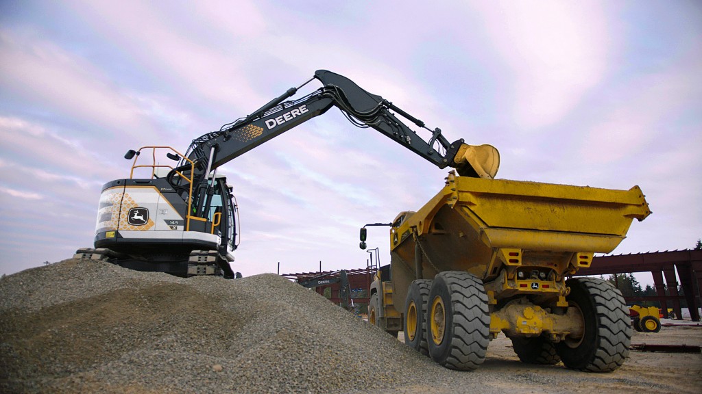 John Deere introduced a new electric excavator during its keynote address at CES 2023.