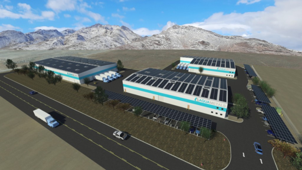 A digital rendering of a battery recycling facility