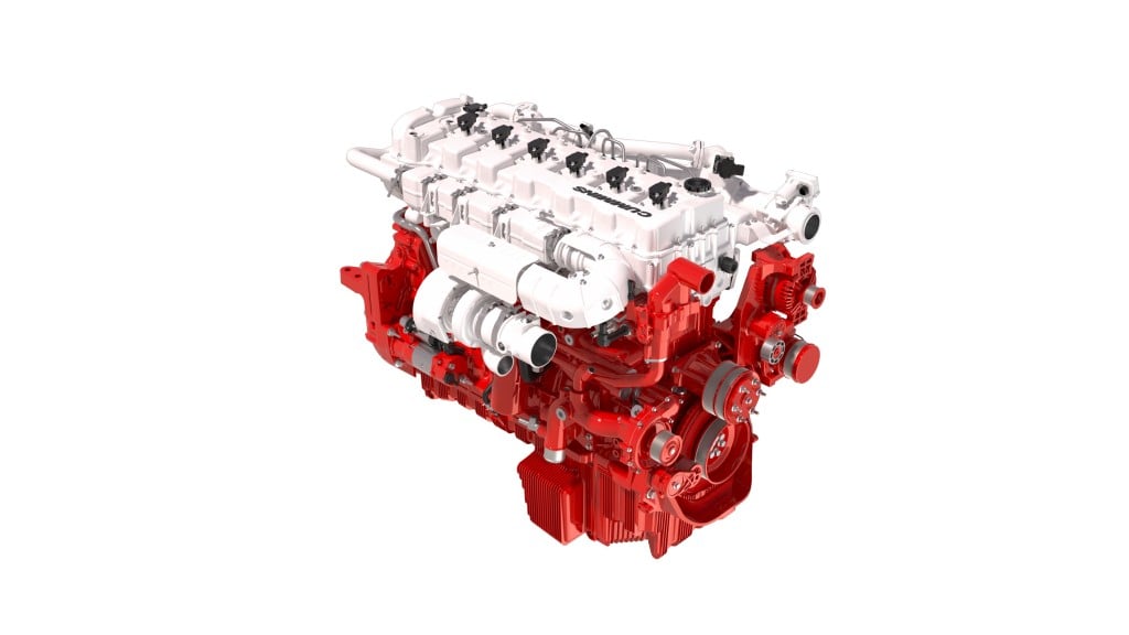 An engine sits on a white background