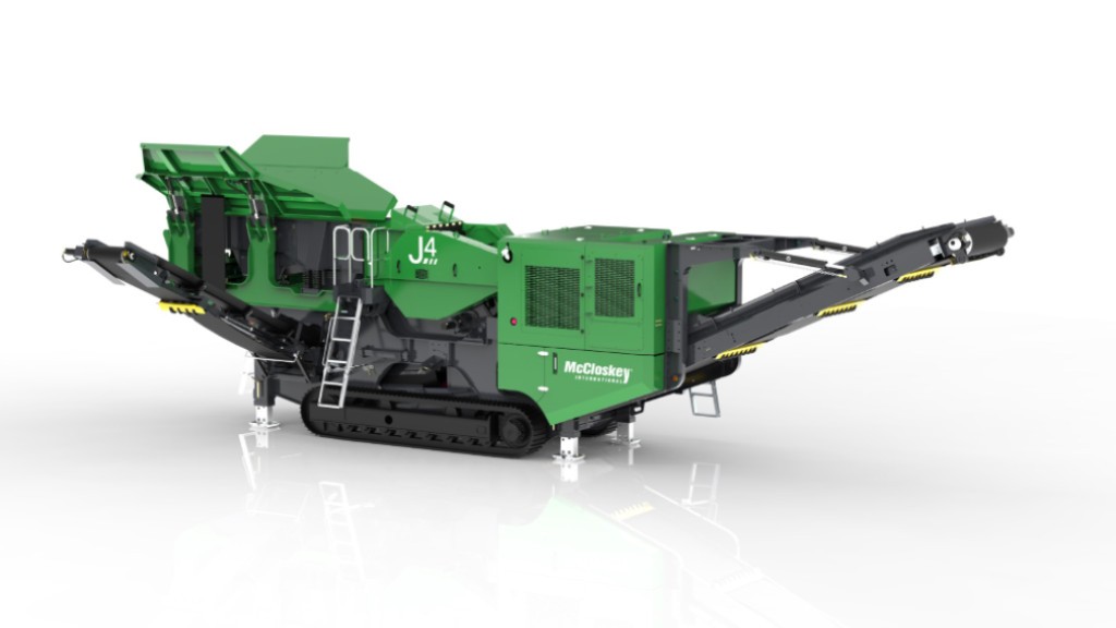 A crusher is parked on a white background