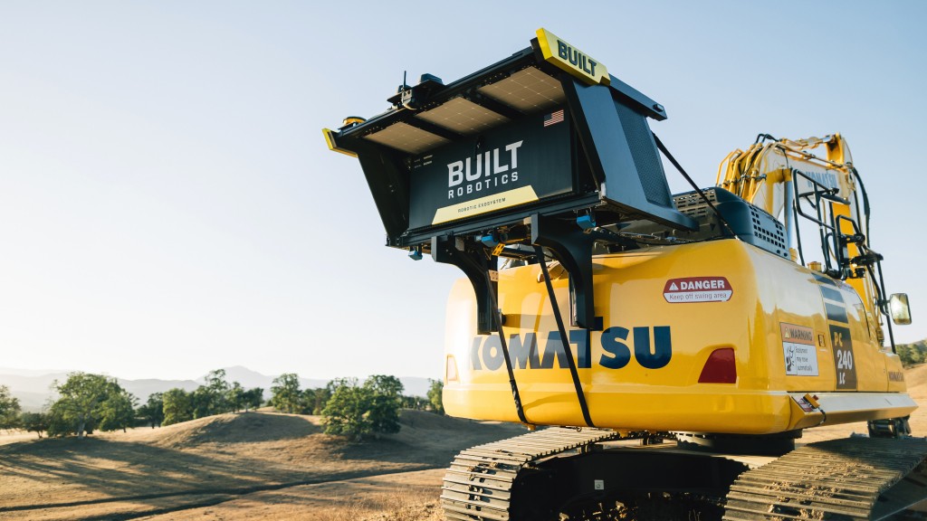 An excavator outfitted with autonomous technology