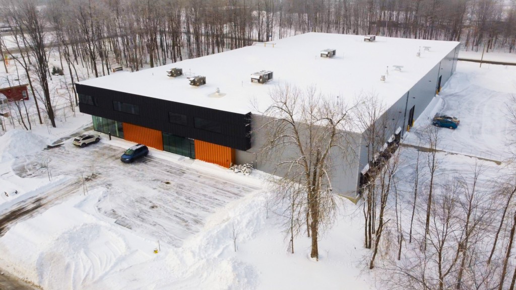 A snowy processing facility