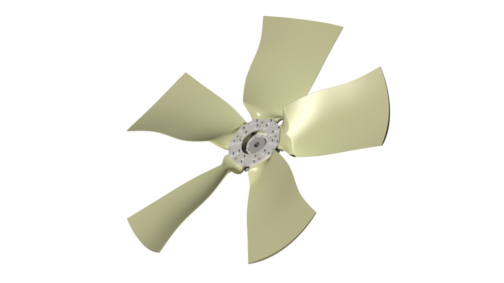 An axial fan on a white background