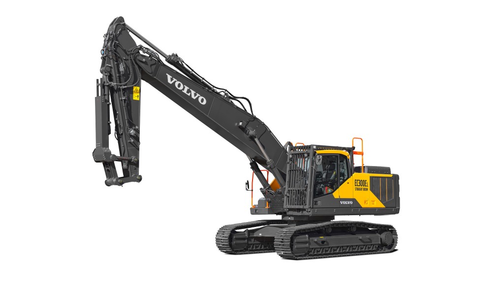 A large excavator against a white background