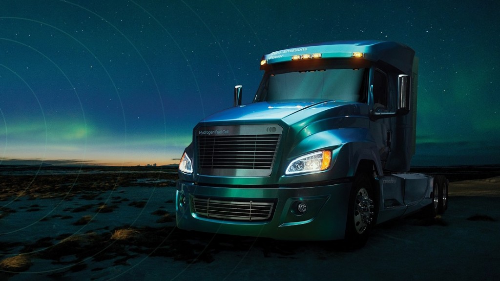 A semi truck cab on a blue background