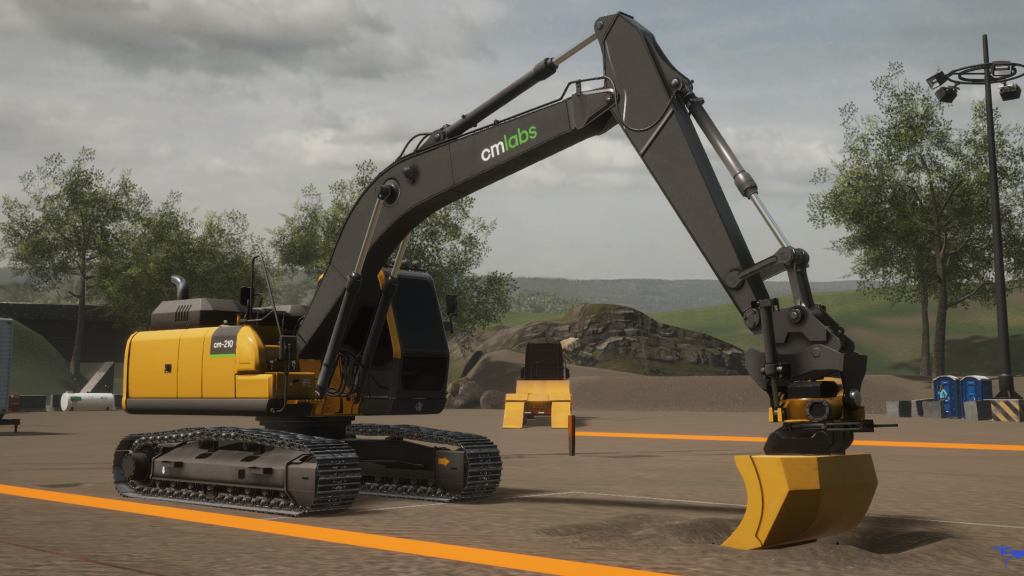 A virtual excavator with a tiltrotator