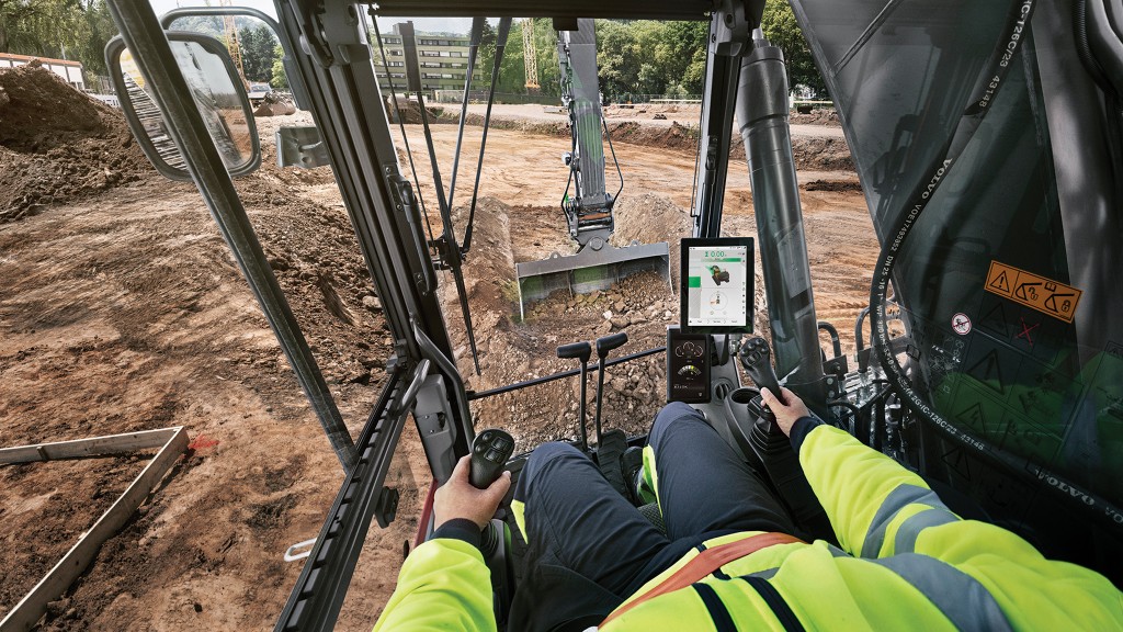 A view from the operator's cabin of an excavator