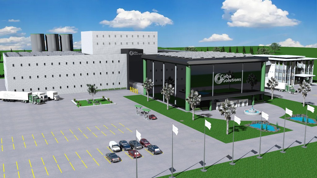 A virtual rendering of a battery recycling facility