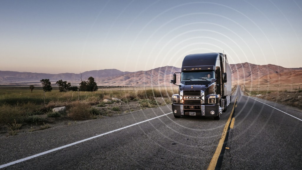 A truck drives down a highway