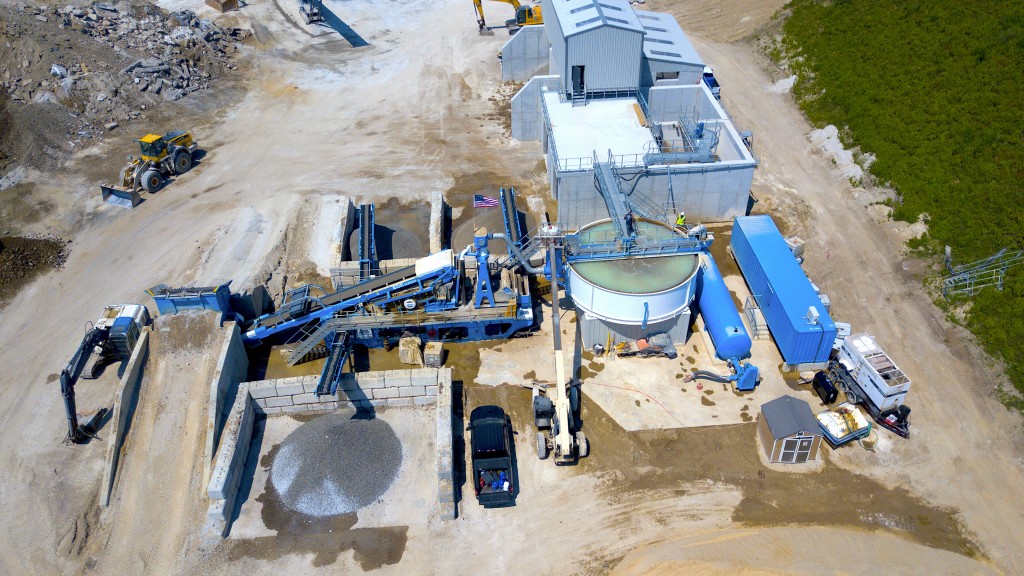 An aerial view of a C&D recycling plant