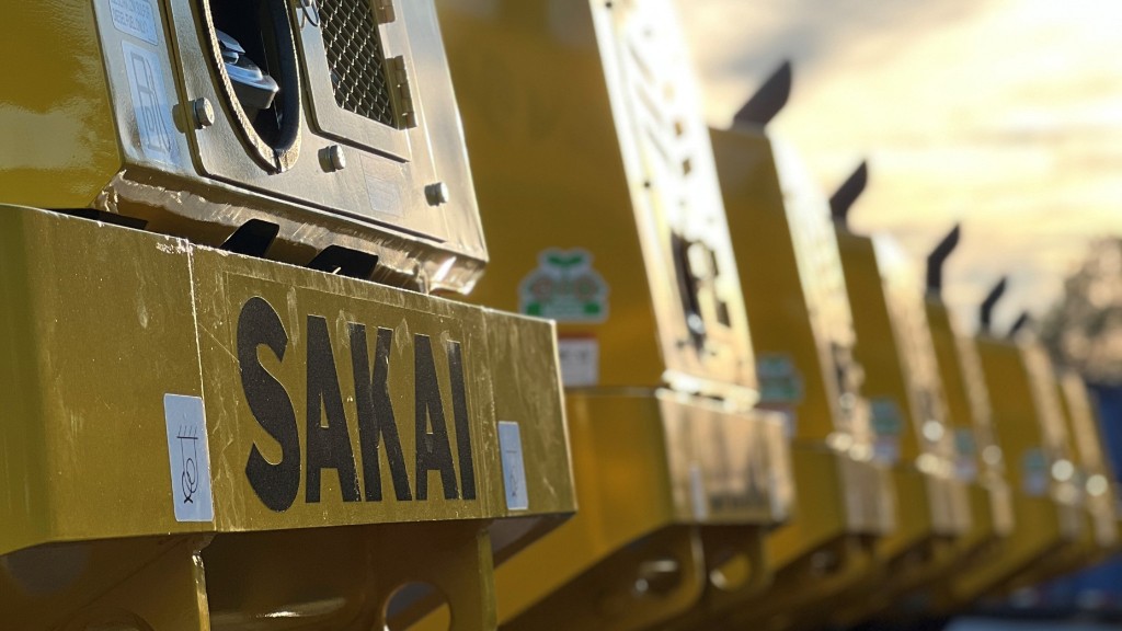 The Sakai logo on the front of multiple machines
