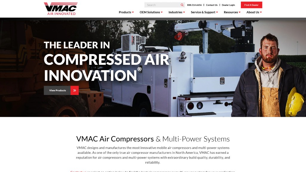 The front page of VMAC's new website