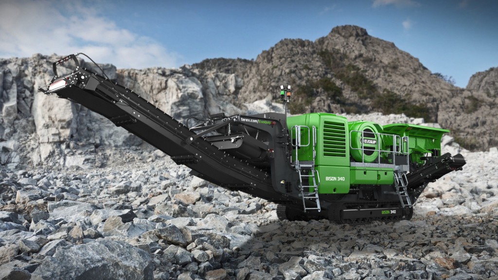 A jaw crusher parked in a quarry