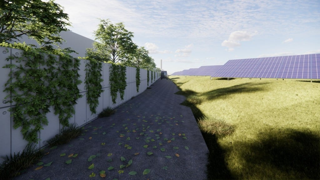 A solar array generates electricity