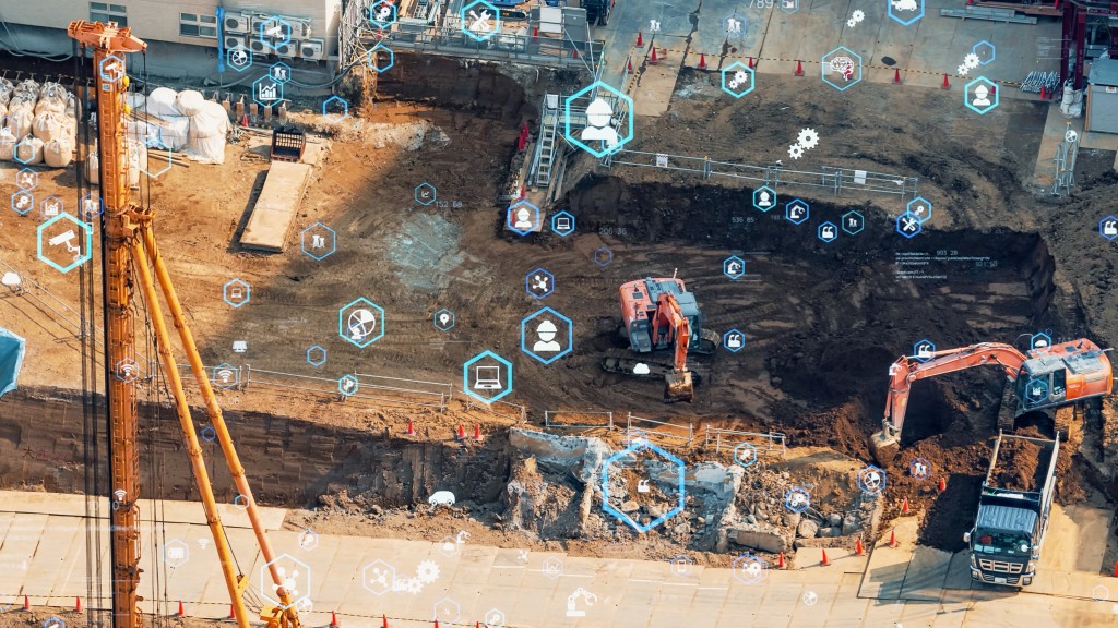 Technology bubbles map a construction site