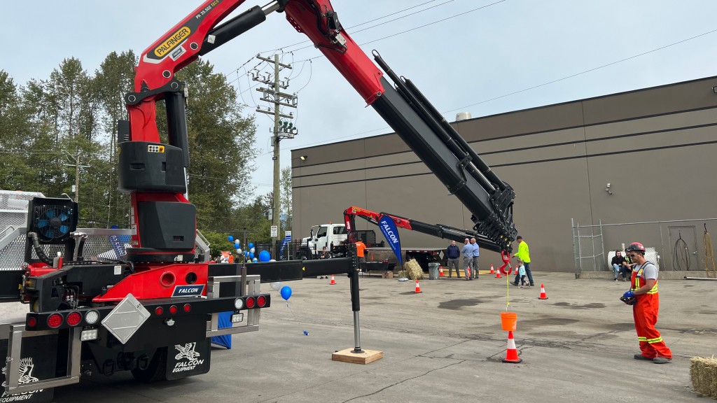 A crane operator competes in an operator competition