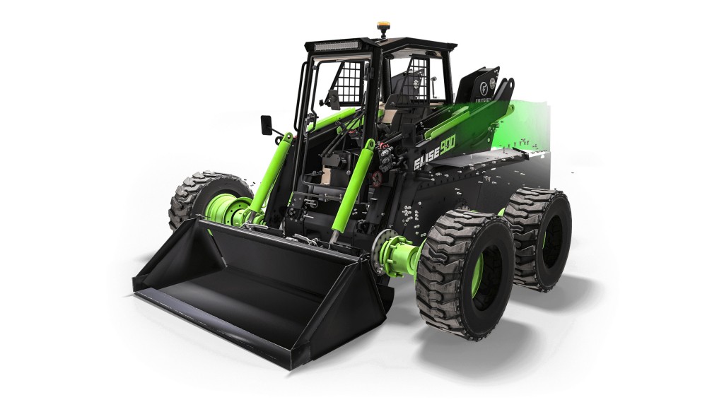 A skid steer loader on a white background