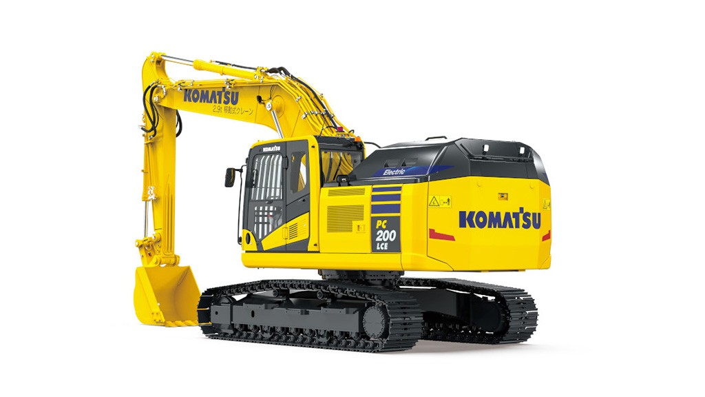 An excavator against a white background.
