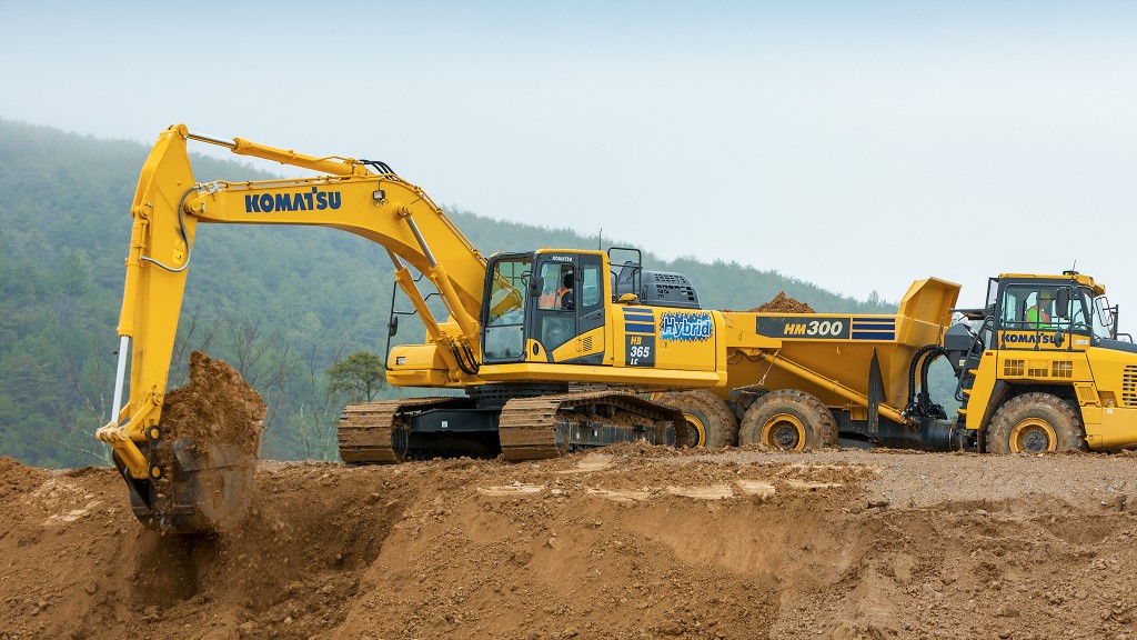 Komatsu hybrid excavator excels at truck loading