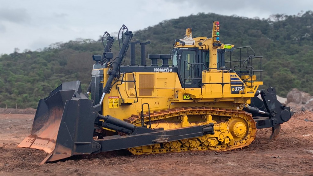 A large dozer working on a mine site.