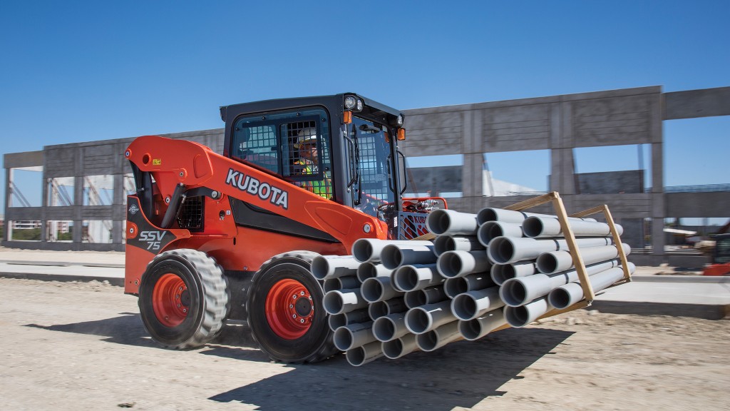 A Kubota SSV75 skid-steer loader