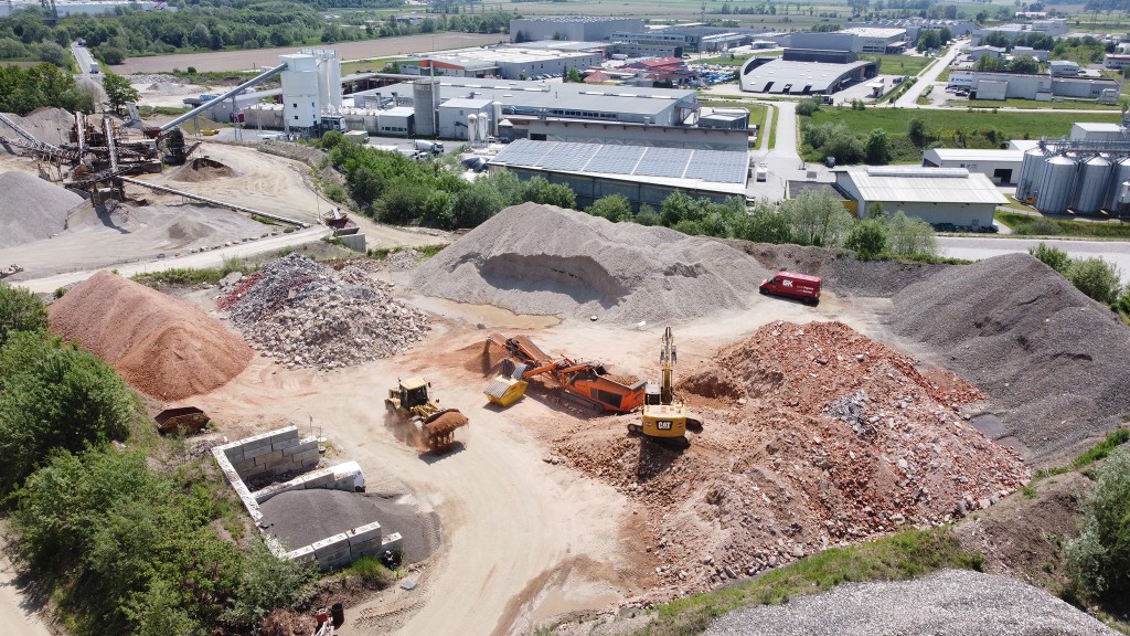 An aerial view of a crushing operation.