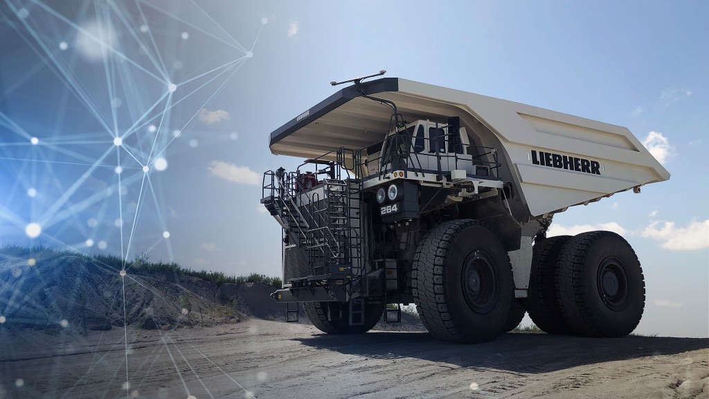 A mining truck working on a haul road.